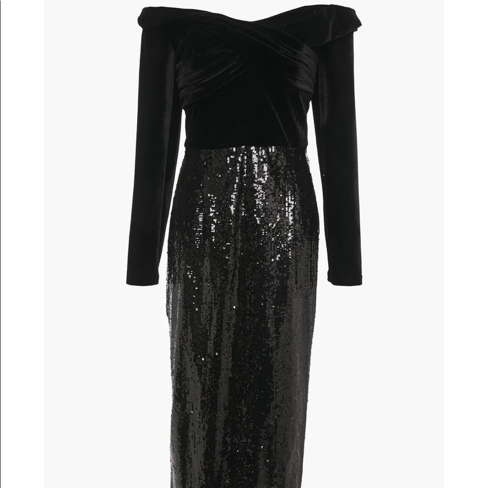 Marchesa Notte sequin/velvet dress